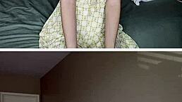 Redhead nympho with big tits and shaved pussy masturbates with toys