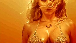 Blonde Short-Haired Babe with Big Tits Teases in Oiled-Up Hypno PMV