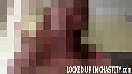 we're playing with your locked cock using toys in bondage pov