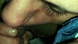 She gives a blowjob to my cock in reality.