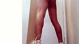 ebony beauty models elegant lingerie with long legs and heels 😍