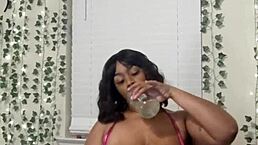 Oh, Watch That Black Babe Oil Up Her Hairy Fat Pussy And Massage Those Big Tits!