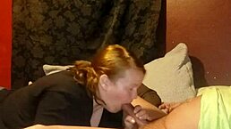 blowjob in the bedroom with milf