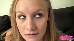 cute blonde leah says, 'watch me do this pov blowjob while teasing my vagina'