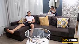 lovely russian gal rides stepbro's hard shaft at home