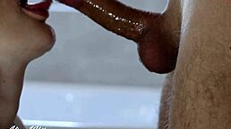 Amateur brunette babe sucks him intensely to make him cum.