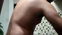 I watch the macho guy bent over washing dishes in doggystyle position.