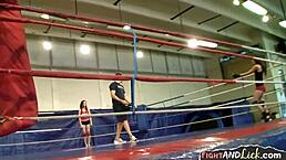 WRESTLING LESBIAN BABES STRAPON FUCKING IN FIERCE CATFIGHT!