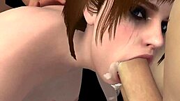 Hot brunette endures intense double penetration in 3d porn