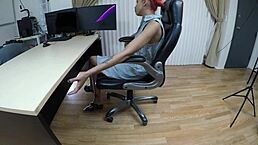 Dayanara delivers intense footjob action on the left side.