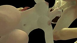 Hot brunette endures intense double penetration in 3d porn