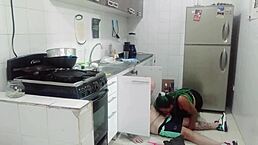 Amateur calls plumber, gets pussy fucked deep with cock.