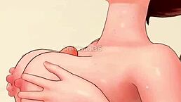 Naughty neighbor flaunts natural tits in hentai anime seduction