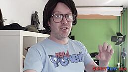 busty newbie sucking nerds dick for the first time in reality