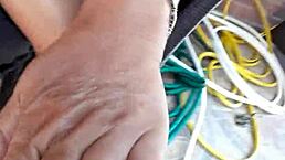 young 18+ girl playing with her feet and getting horny.