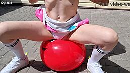 Horny Stepsister Rides Fitness Ball In Rough Outdoor Double Penetration With Amateurs And Milf Intensity