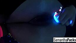 Samantha Saint Gets Off In This Super Hot Black Light Solo