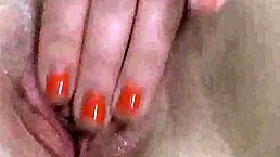 Busty brunette teen Jaqueline MASTURBATES her shaved pussy