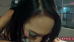 thai ladyboy natty sucks and gets roughly fucked