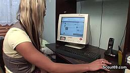 Can a sexy blonde teen ride a young boy wild on first date?