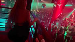 Hey, this hot blonde in uniform is getting so excited at the party, ready for some fun