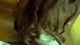 Teen babe enjoys giving a sloppy blowjob at home