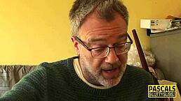 In this reality scene, the ebony submissive rides while getting deepthroated