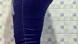 uhh, hidden cam catches mature latina ann in bathroom action