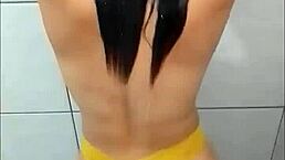 Seductive bath with a curvy milf’s natural tits on display. Pure temptation awaits!