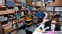 Teen caught shoplifting takes a big punishment in the office.