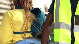 Guard protects student with quickie doggystyle cumshot outdoors.