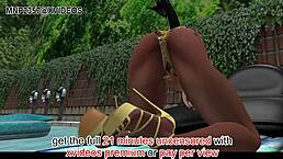 3D characters enjoy microbikini fun outdoors.