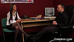 Nasty looker gets jizz load on her face gulping all the jizm