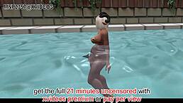 3D characters enjoy microbikini fun outdoors.