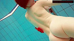 hairy ginger polish teen 18+ underwater pool bikini masturbation