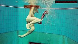 hairy ginger polish teen 18+ underwater pool bikini masturbation