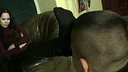 A guy experiences femdom humiliation in this scene