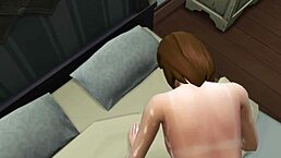 in 3d hentai, young girl deep throats a monster cock