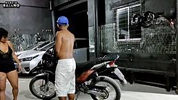 i got excited watching my husband clean my bike, so i gave him my pussy as thanks