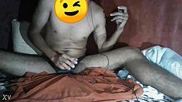 A young guy with a big dick is masturbating