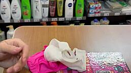 Asian Ladyboy Flashes New Thong In Store!