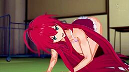 Rias Gremory fucks in doggystyle and missionary!