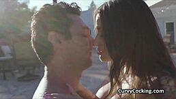 bigtit babe in neon swimsuit craves poolside banging with hard dick