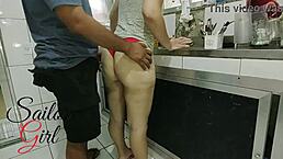 Sailor girl getting fucked hard in the kitchen by an amateur