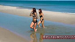 Lingerie bondage excites young 18+ tourists in rough sex