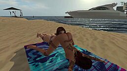 K and P relax on the beach