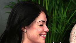 Spicy Honey Sucking Cum In Extreme Bukkake Facial Blowbang POV