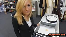 Blonde MILF slammed hard in storage room by monster cock. Hidden cam caught it all! 😍