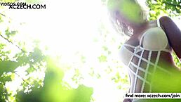 wanna see blonde teen flashing pussy outdoors in nature?