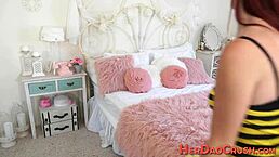 slutty stepdaughter tugs cock then rides to cumshot